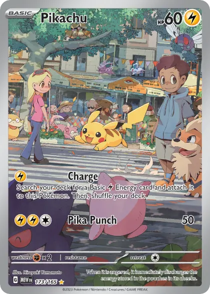 Sample Pikachu 173/165 Illustration Rare Pokemon card.